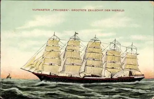 Ak Fünfmaster Preußen, Segelschiff
