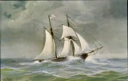 Künstler Ak Rave, Chr., Marine Galerie 281, Amerikanische Schonerbrigg, 1838