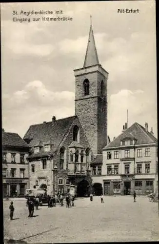 Ak Erfurt in Thüringen, St. Aegidienkirche mit Eingang zur Krämerbrücke