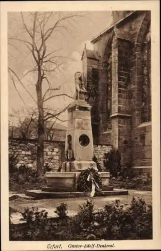 Ak Erfurt in Thüringen, Gustav Adolf Denkmal, Löwe