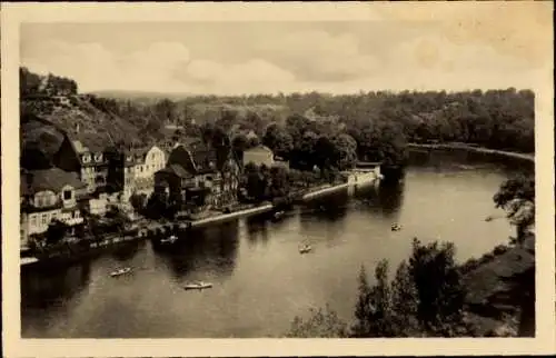 Ak Kröllwitz Halle an der Saale, Blick auf den Ortsteil, Flusspartie, Boote