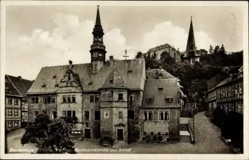 Ak Blankenburg am Harz, Rathaus, Bartholomäikirche und Schloss