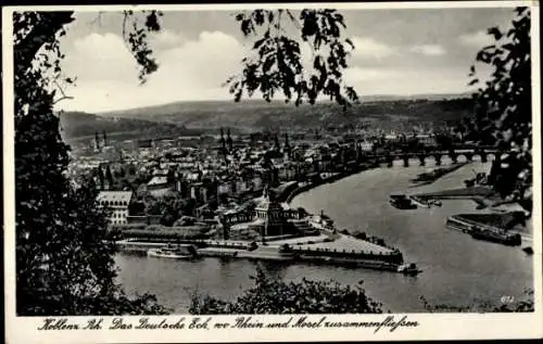 Ak Koblenz am Rhein, Das Deutsche Eck, Rhein, Mosel