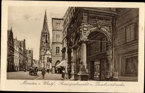 Ak Münster in Westfalen, Prinzipalmarkt, Lambertikirche