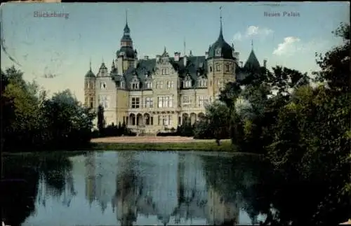 Ak Bückeburg im Kreis Schaumburg, Neues Palais, Teich