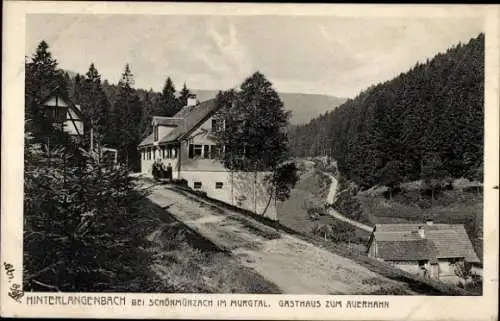 Ak Hinterlangenbach Baiersbronn im Schwarzwald, Gasthaus Zum Auerhahn