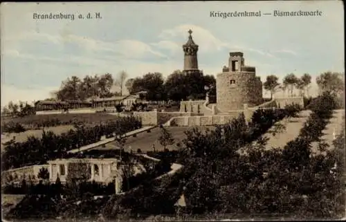 Ak Brandenburg an der Havel, Kriegerdenkmal, Bismarckwarte