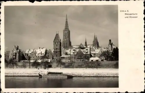 Ak Ulm an der Donau, Metzgerturm, Münster, Winter