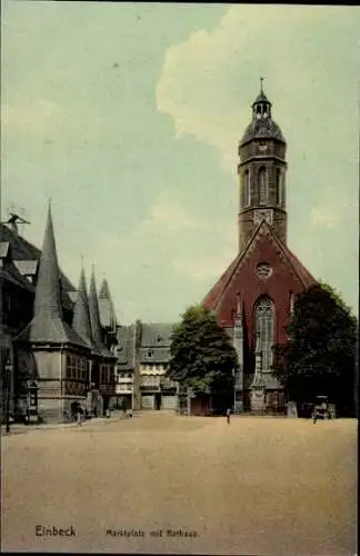 Ak Einbeck in Niedersachsen, Marktplatz, Rathaus