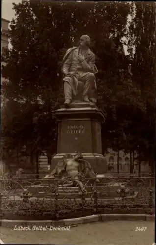 Ak Hansestadt Lübeck, Geibel-Denkmal