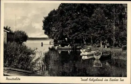 Ak Neustrelitz in Mecklenburg, Insel Helgoland, Zierker See, Boote