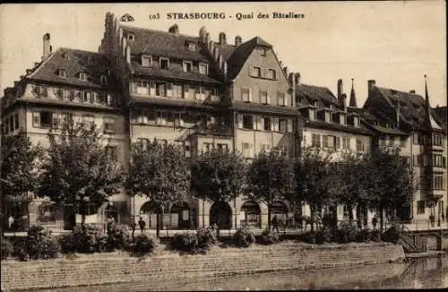 Ak Strasbourg Straßburg Elsass Bas Rhin, Quai des Bateliers