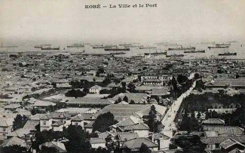 Ak Kobe Präf. Hyogo Japan, Die Stadt und der Hafen