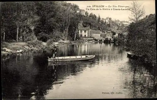 Ak Avallon-Yonne, Eine Ecke des Flusses in Cousin Laroche