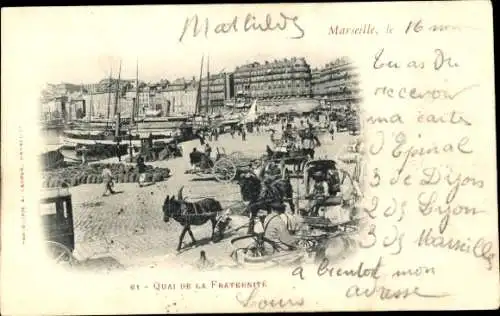 Ak Marseille Bouches du Rhône, Quai de la Fraternite