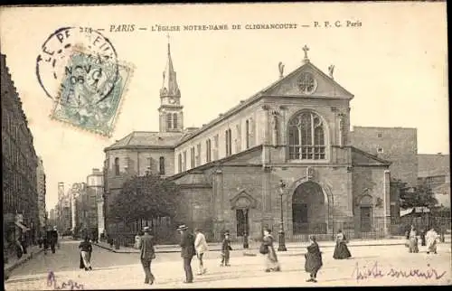 Ak Paris XVIII. Bezirk Buttes-Montmartre, Kirche Notre Dame de Clignancourt