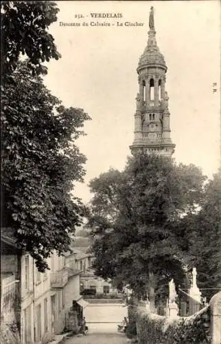 Ak Verdelais Gironde, Abstieg vom Kalvarienberg, Glockenturm