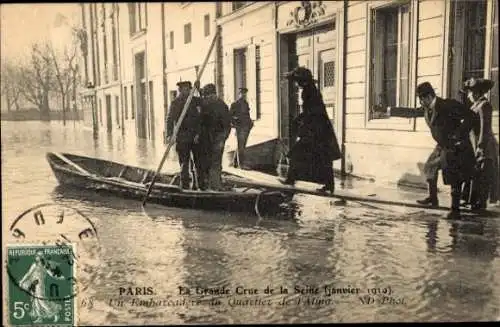 Ak Paris VII, Die große Seineflut, Januar 1910, Bezirk Alma