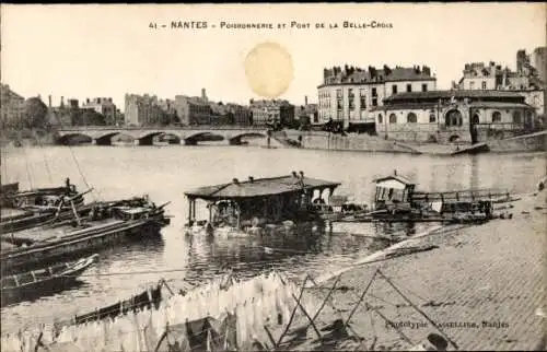 Ak Nantes Loire Atlantique, Fischhändler, Pont de la Belle Croix