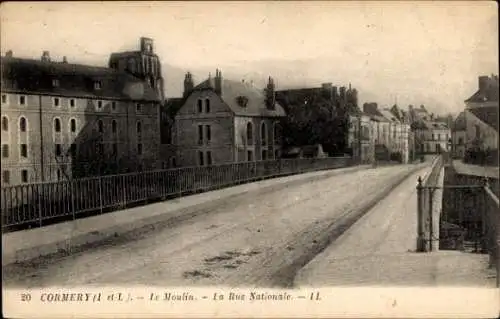 Ak Cormery Indre et Loire, Moulin, Rue Nationale