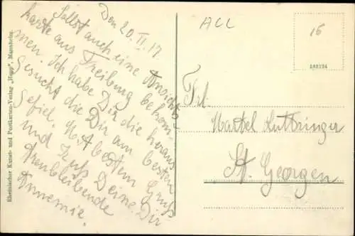 Ak Freiburg im Breisgau, Lessingschule als Lazarett, Dreisam, Johanneskirche