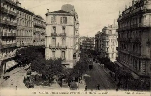 Ak Algier Algier Algerien, Rues Dumont d’Urville und H. Martin