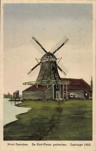 Ak Zaandam Zaanstad Nordholland, Windmühle Sint Pieter