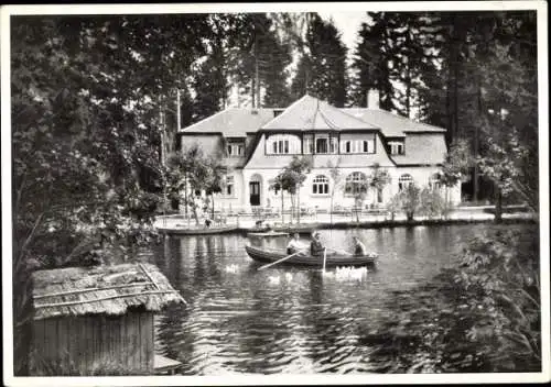 Ak Lindenberg im Allgäu Schwaben, Ruderboot auf dem Waldsee