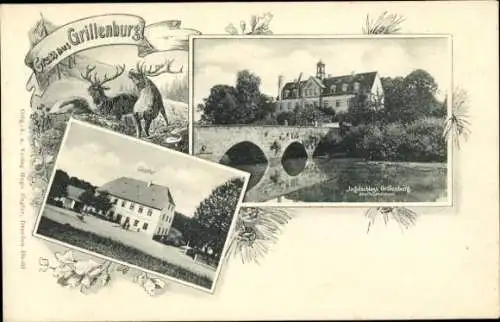 Ak Grillenburg Tharandt im Erzgebirge, Gasthaus, Schloss