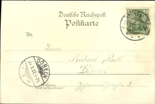 Litho Roßwein in Sachsen, Gesamtansicht, Rathaus, Wappen, Blumen