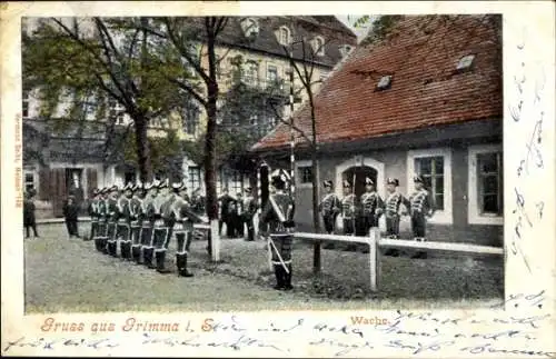 Ak Grimma in Sachsen, Wache, Soldaten in Uniformen