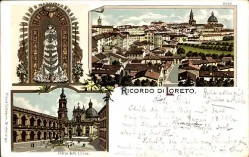 Litho Loreto Marche, Ricordo di Loreto, Chiesa della S. Caso, Madonna, Gnadenbild