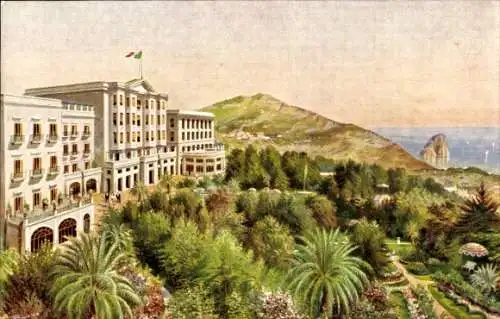 Künstler Litho Capri Neapel Campania, Quisisana und Grand Hotel