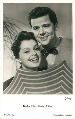 Ak Schauspielerin Nadja Tiller, Schauspieler Walter Giller, Portrait