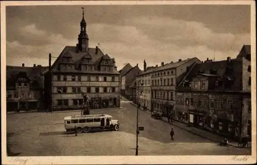 Ak Penig in Sachsen, Markt, Bus