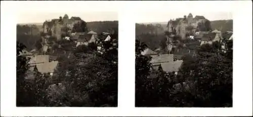 Stereo Raumbild Foto Aus deutschen Gauen Nr. 89, Hohnstein sächsische Schweiz, Burg
