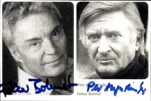 Ak Schauspieler Peer Augustinski, Schauspieler Folker Bohnet, Portrait, Autogramm