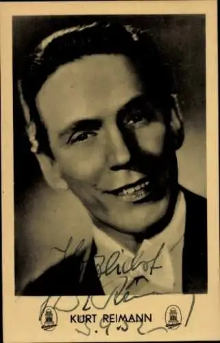 Ak Schauspieler Kurt Reimann, Portrait, Autogramm