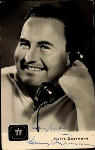 Ak Fernsehunterhalter Heinz Quermann, Portrait, Autogramm,Telefon,DDR Deutscher Fernsehfunk