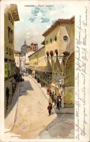 Litho Firenze Florenz Toscana, Ponte Vecchio