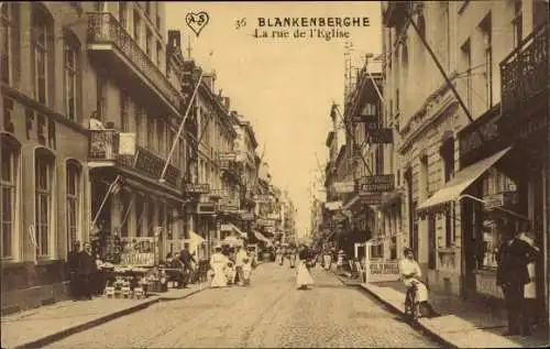 Ak Blankenberghe Blankenberge Westflandern, Kirchstraße, Geschäfte