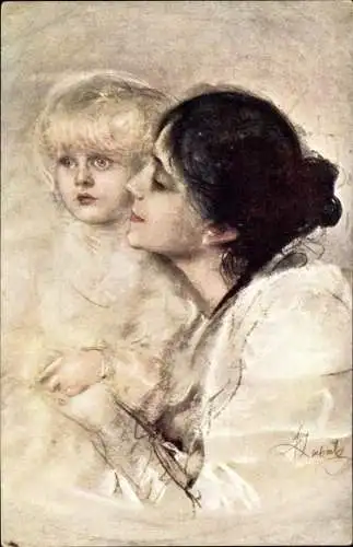 Künstler Ak Lenbach, Mutterliebe