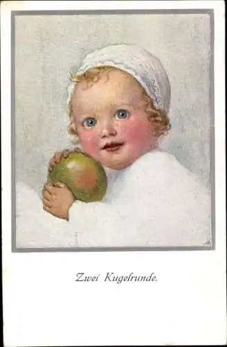 Künstler Ak Zwei Kugelrunde, Kinderportrait