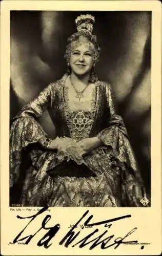 Ak Schauspielerin Ida Wüst, Portrait, Filmkostüm, Ufa Film, Ross Verlag 8392 1, Autogramm