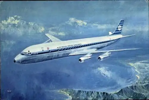 Künstler Ak Niederländisches Passagierflugzeug, Douglas DC 8 Intercontinental Jet, KLM