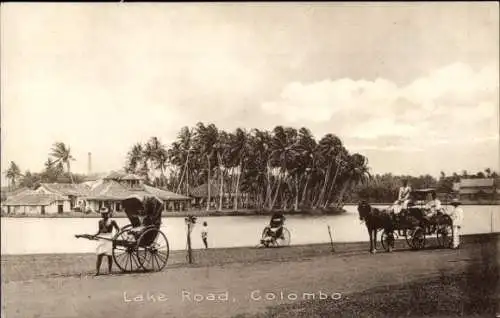 Ak Colombo Ceylon Sri Lanka, Lake Road, Rikscha