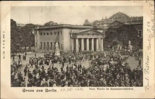 Ak Berlin Mitte, Unter den Linden, neue Wache, Kastanienwäldchen