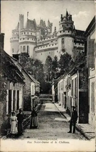 Ak Pierrefonds Oise, Rue Notre Dame, Schloss