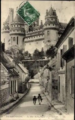 Ak Pierrefonds Oise, Rue Notre Dame, Schloss
