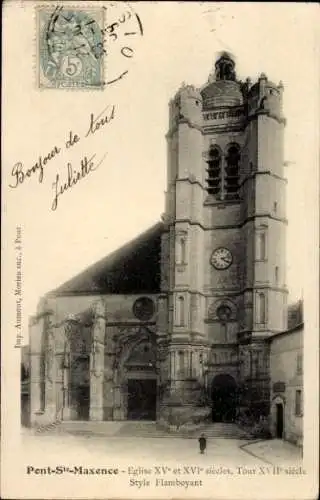 Ak Pont Sainte Maxence Oise, Kirche, Turm